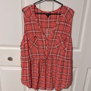 Torrid Coral Sleeveless Drawstring Top sz 4